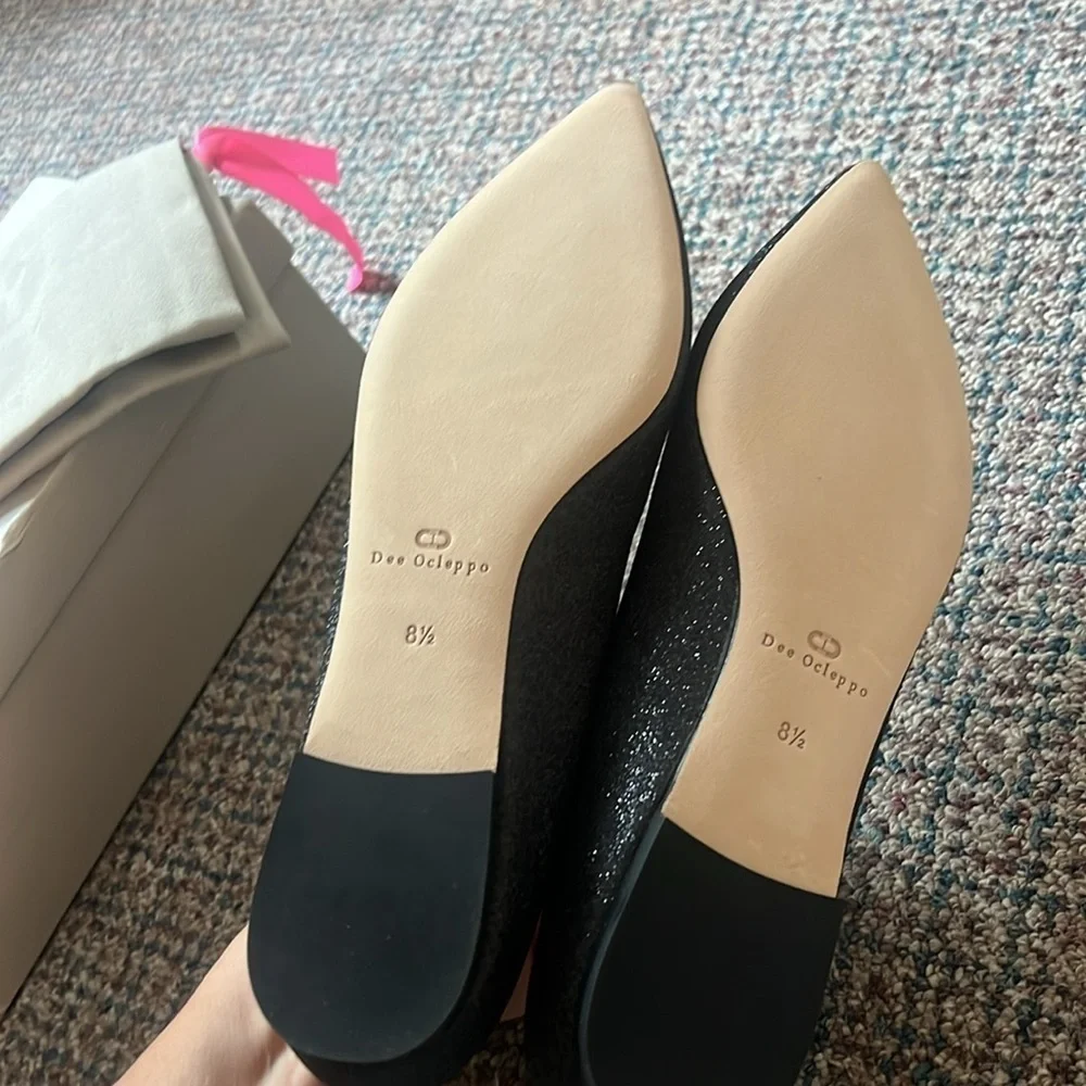 Dee Ocleppo Ballerina glitter-detail leather flats size 8.5 brand new condition